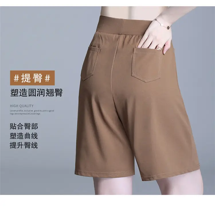 2023 Summer Elastic Waist Stretch Plus Size White Shorts — feature 9