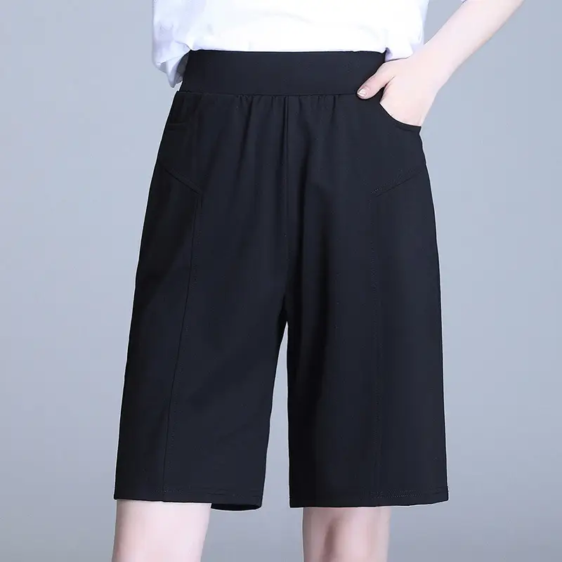 2023 Summer Elastic Waist Stretch Plus Size White Shorts - Image 3