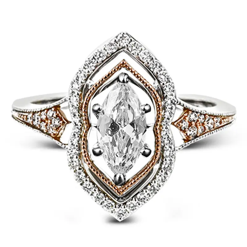 Cao Shi Large Zircon Ring with Red Gold Design - Image 2