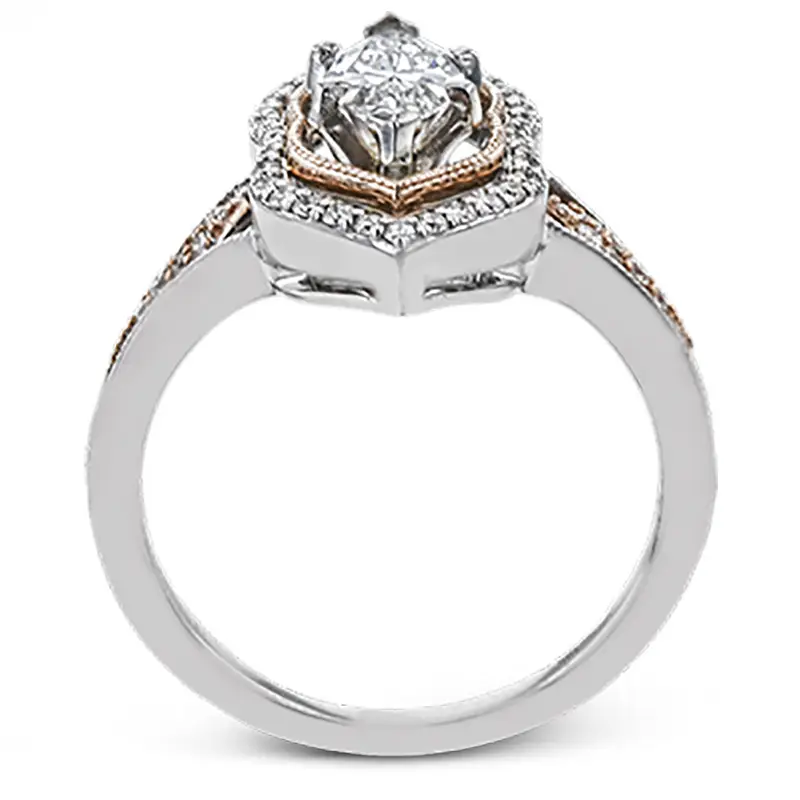 Cao Shi Large Zircon Ring with Red Gold Design - Image 3