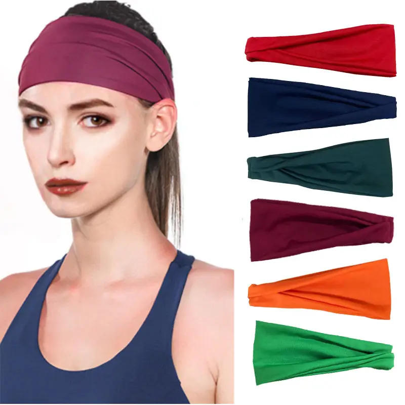 Men's Green Elastic Sports Hair Band Solid Color - Image 24
