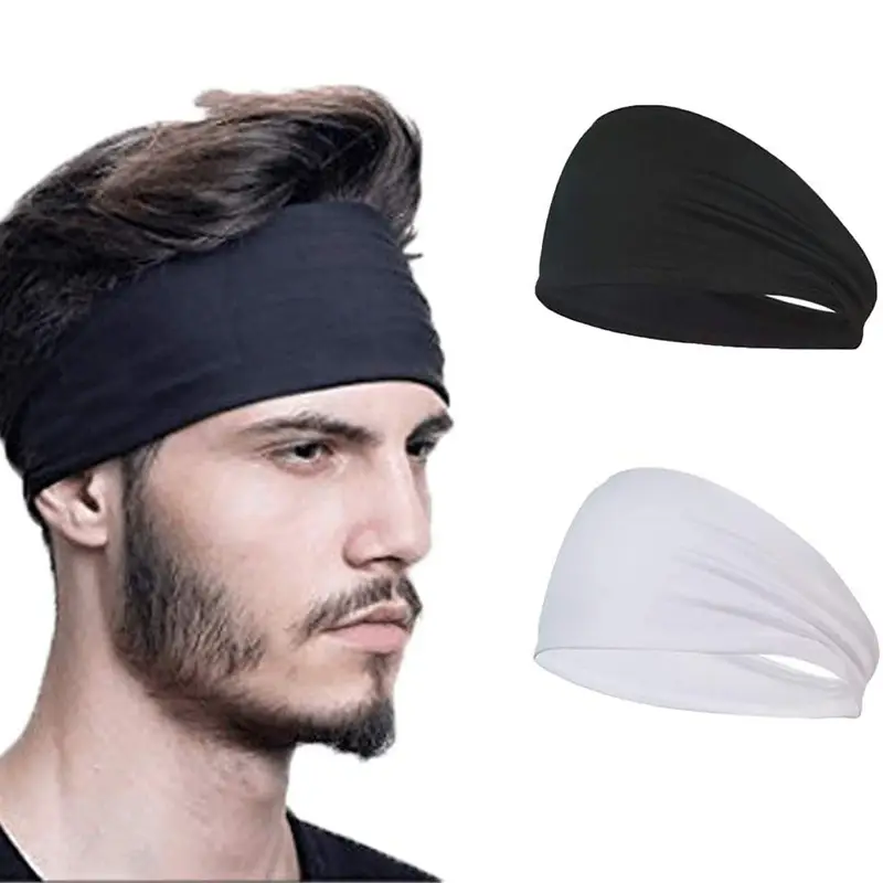 Men's Green Elastic Sports Hair Band Solid Color - Image 25