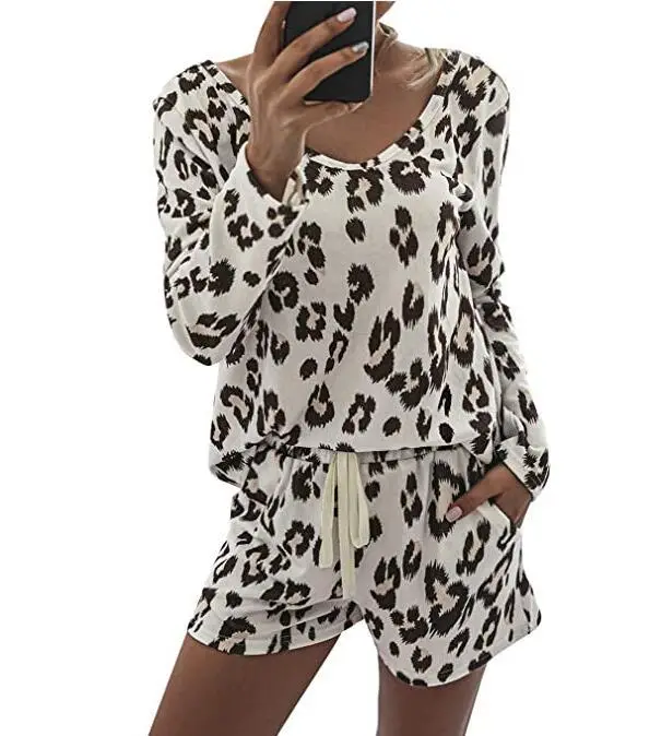 Leopard Print Round Neck Suit for Women - Image 6