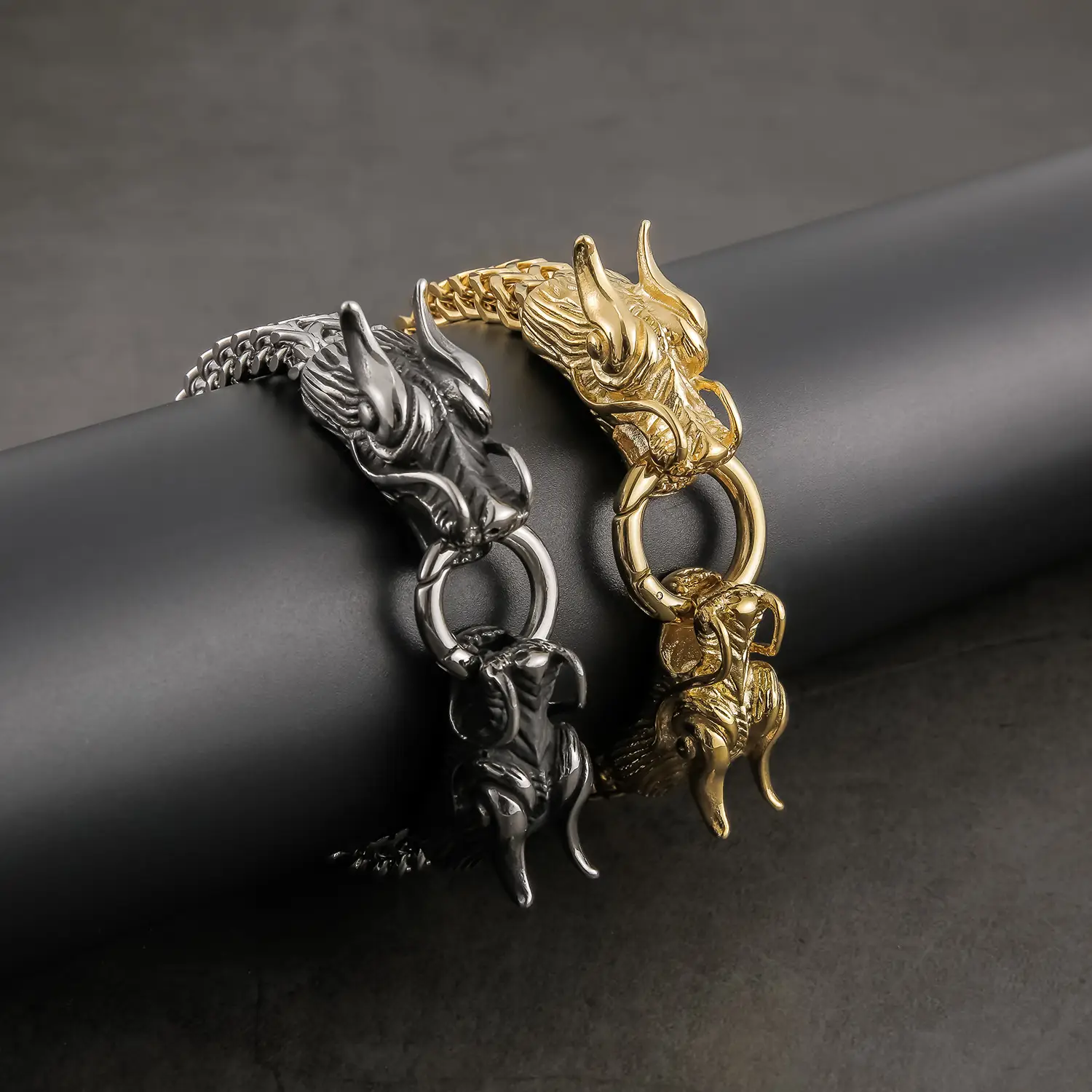 Golden Dragon Head Buckle Bracelet for Men - Image 4