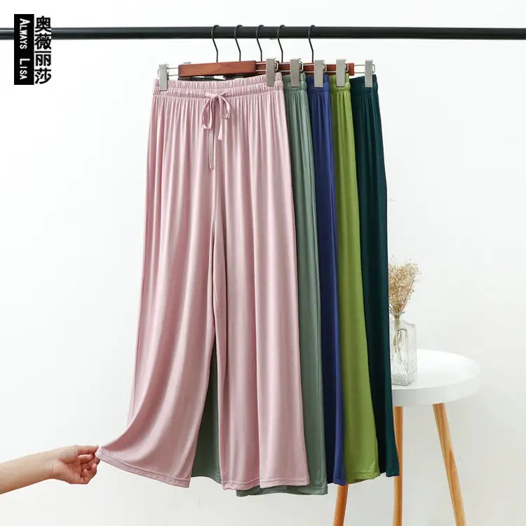 Women's 2023 Wide Leg Modal Cotton Pants Blue - Image 16
