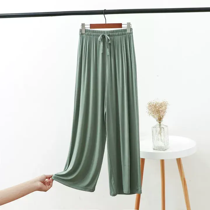 Women's 2023 Wide Leg Modal Cotton Pants Blue — feature 11