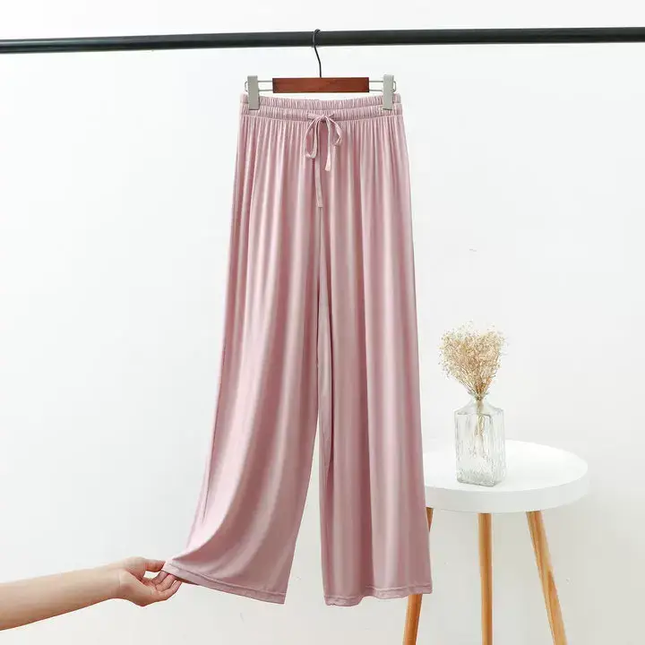 Women's 2023 Wide Leg Modal Cotton Pants Blue — feature 12