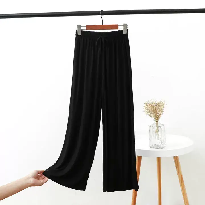 Women's 2023 Wide Leg Modal Cotton Pants Blue — feature 13