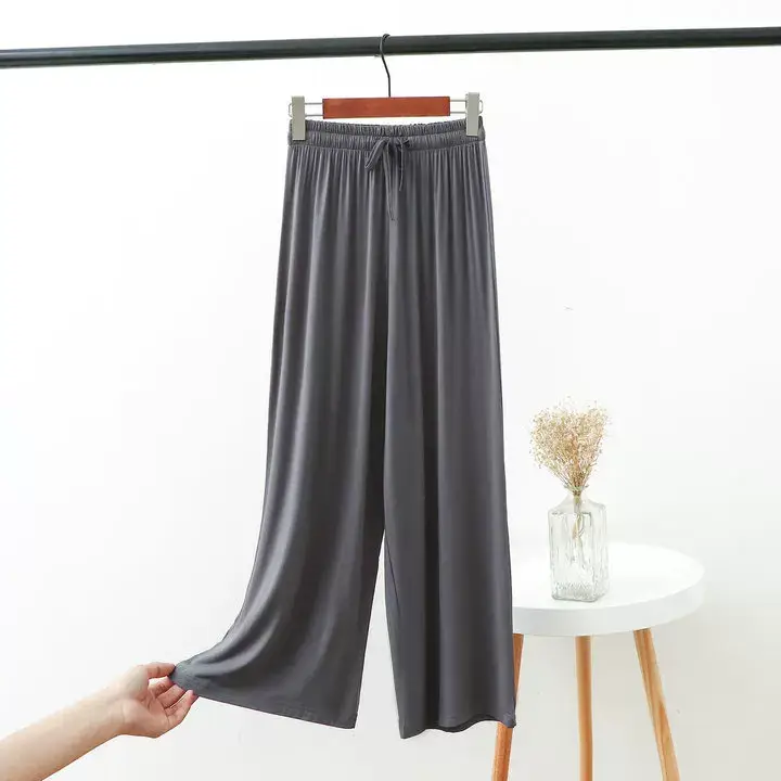 Women's 2023 Wide Leg Modal Cotton Pants Blue — feature 14