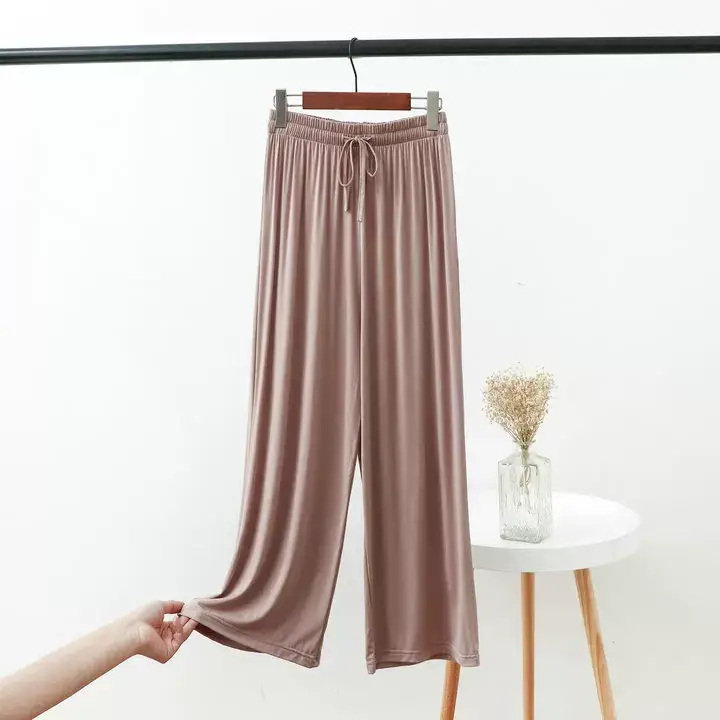Women's 2023 Wide Leg Modal Cotton Pants Blue — feature 15