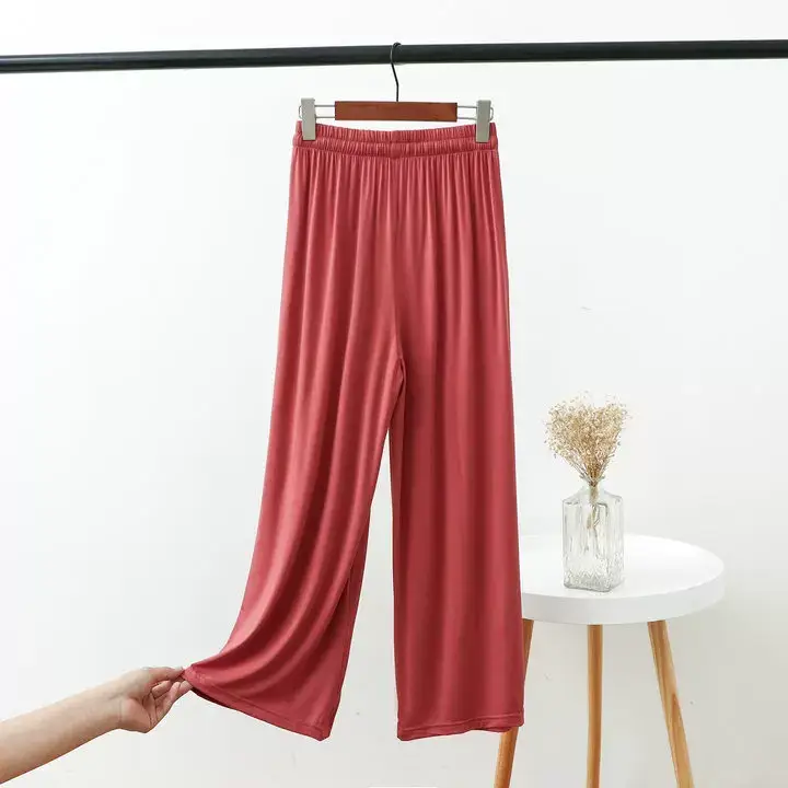 Women's 2023 Wide Leg Modal Cotton Pants Blue — feature 16