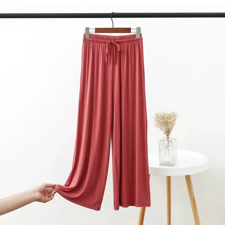 Women's 2023 Wide Leg Modal Cotton Pants Blue — feature 17