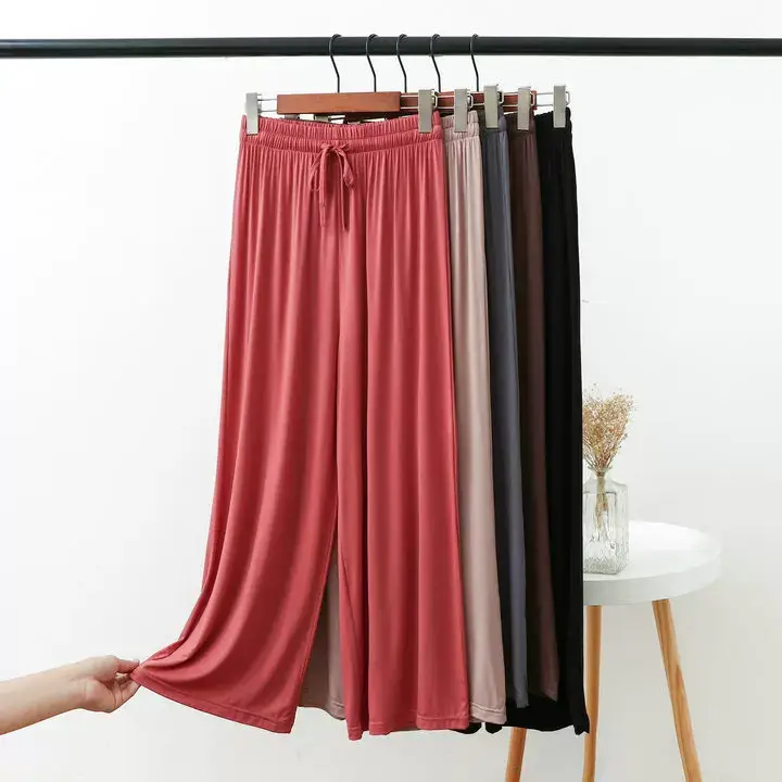 Women's 2023 Wide Leg Modal Cotton Pants Blue — feature 6
