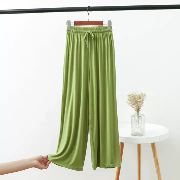 Women's 2023 Wide Leg Modal Cotton Pants Blue — feature 7