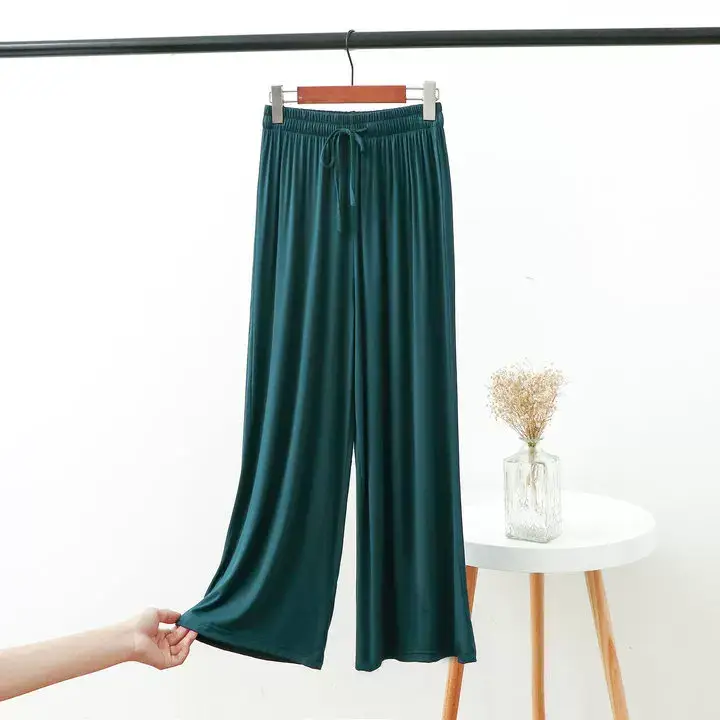 Women's 2023 Wide Leg Modal Cotton Pants Blue — feature 8