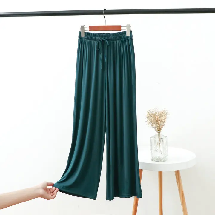 Women's 2023 Wide Leg Modal Cotton Pants Blue - Image 10