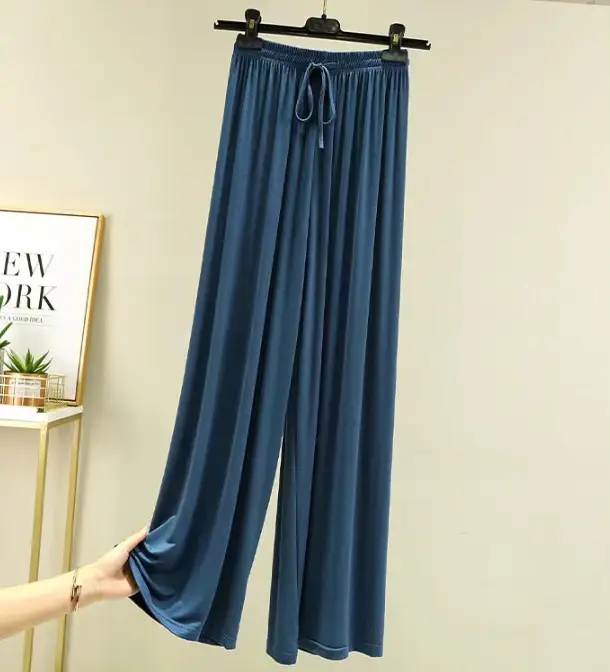 Women's 2023 Wide Leg Modal Cotton Pants Blue - Image 12