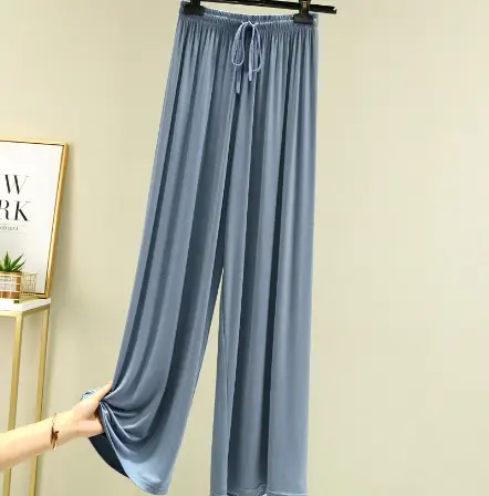 Women's 2023 Wide Leg Modal Cotton Pants Blue - Image 13