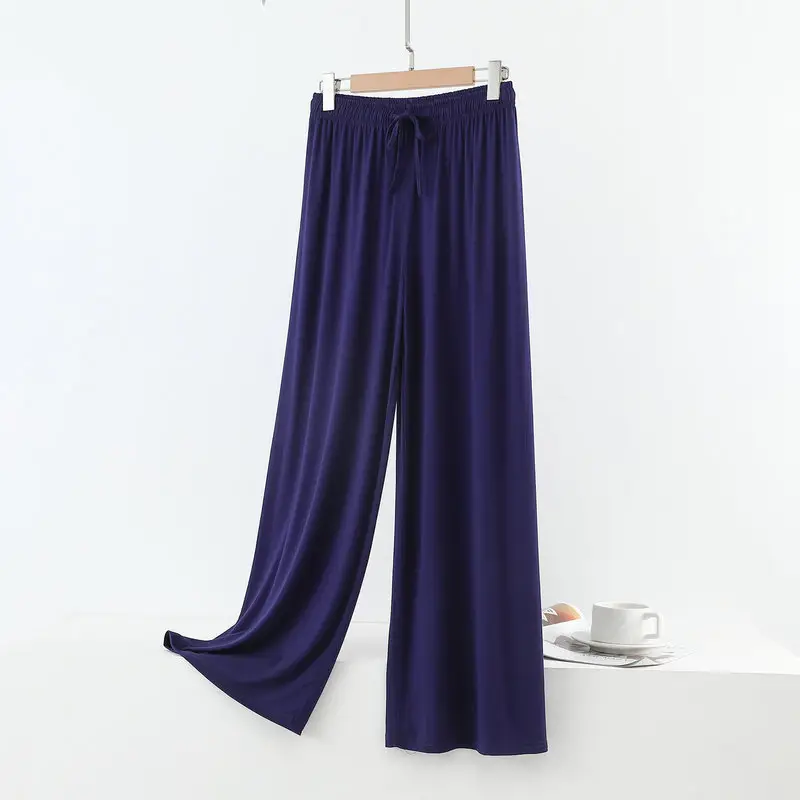 Women's 2023 Wide Leg Modal Cotton Pants Blue - Image 15