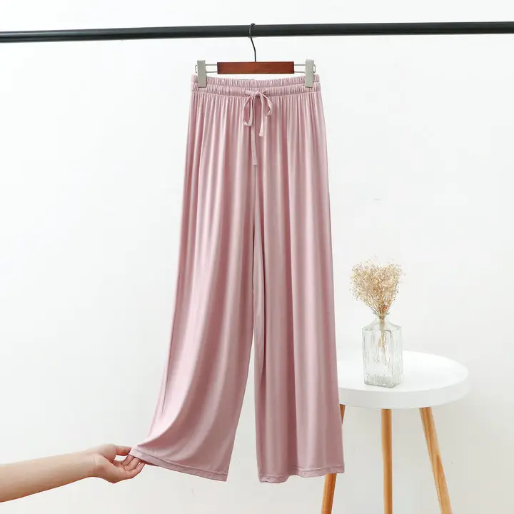 Women's 2023 Wide Leg Modal Cotton Pants Blue - Image 3
