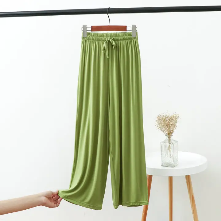 Women's 2023 Wide Leg Modal Cotton Pants Blue - Image 5