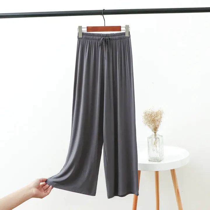 Women's 2023 Wide Leg Modal Cotton Pants Blue - Image 6