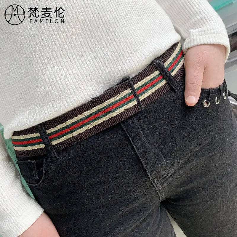 Men's 4cm Belt with Red Blue Stripe Waist Belt - Image 14