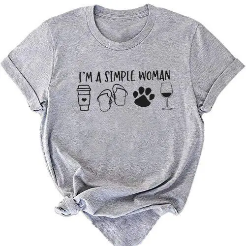 Red I'm a Simple Woman Graphic T-Shirt Short Sleeve