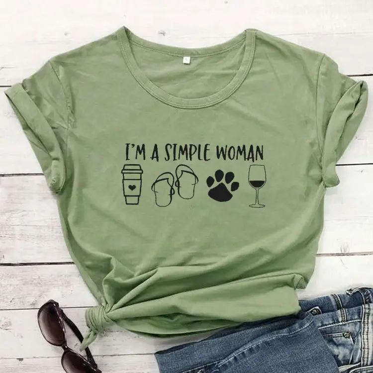 Red I'm a Simple Woman Graphic T-Shirt Short Sleeve