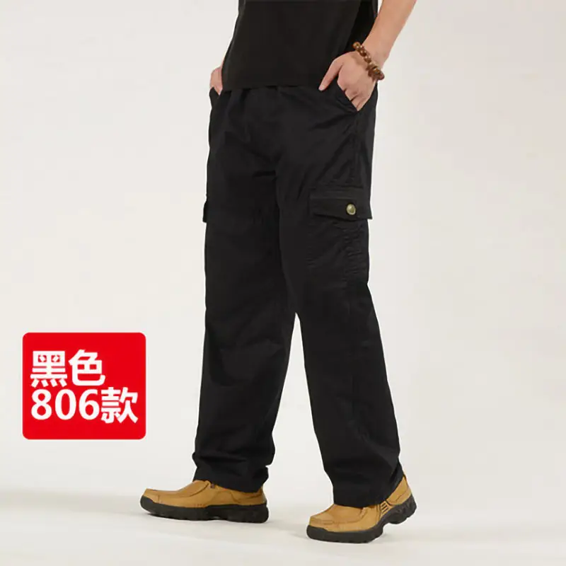 Men Gray Elastic Waist Sports Pants Plus Large Cotton - Image 2
