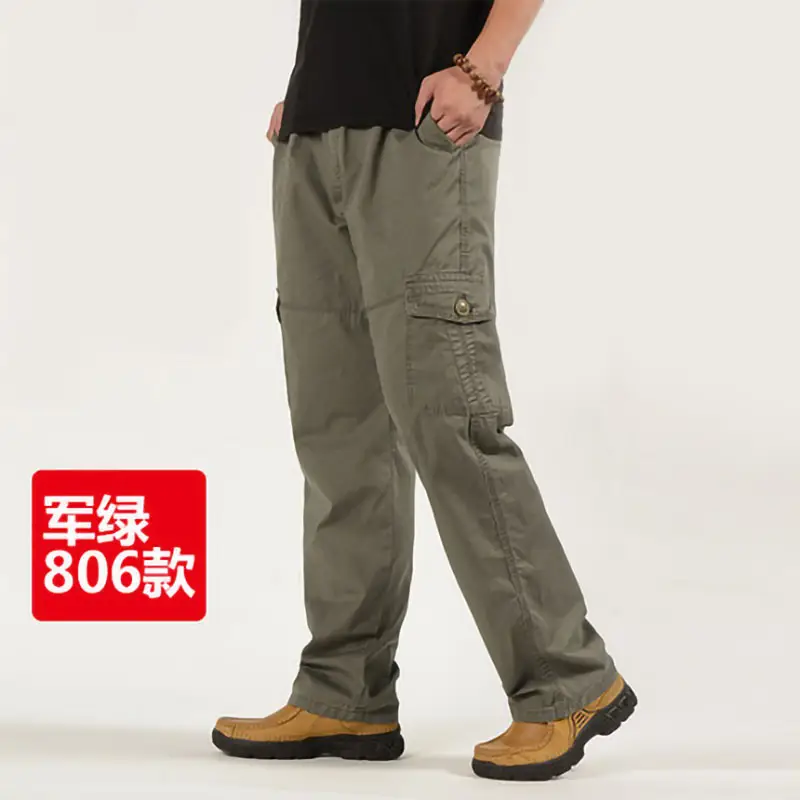 Men Gray Elastic Waist Sports Pants Plus Large Cotton - Image 4