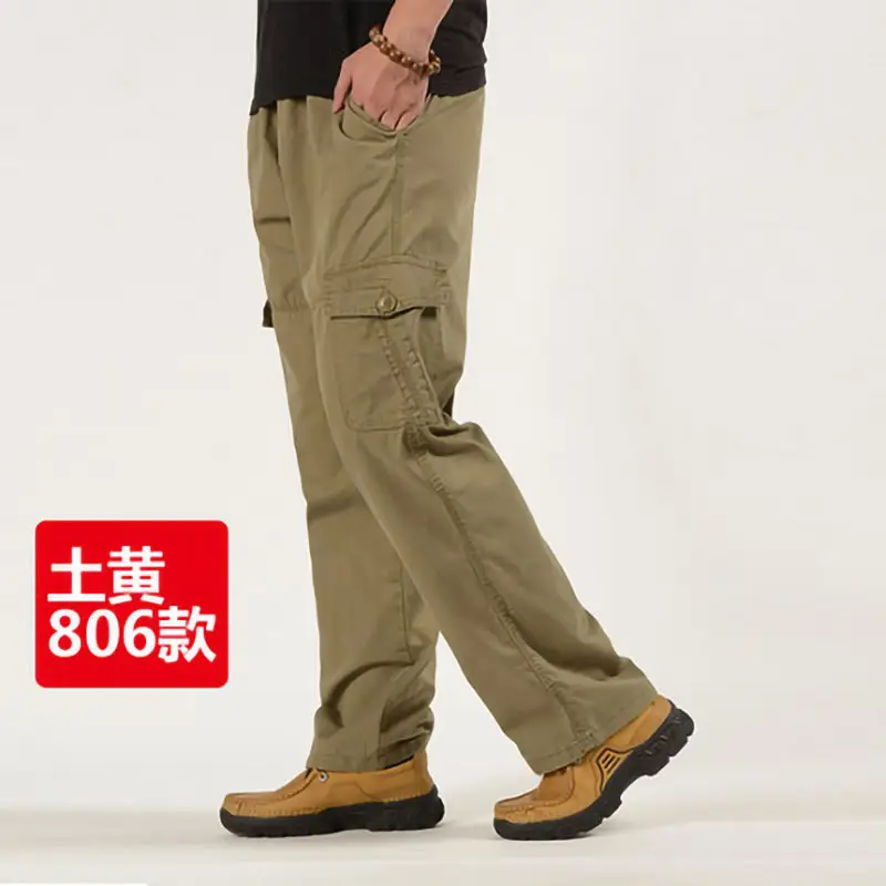 Men Gray Elastic Waist Sports Pants Plus Large Cotton - Image 3