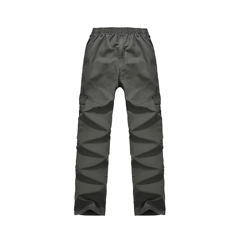 Men Gray Elastic Waist Sports Pants Plus Large Cotton - Image 5