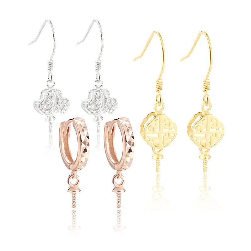 925 Sterling Silver Pearl Earrings Empty Pad Women Rose Gold - Image 8