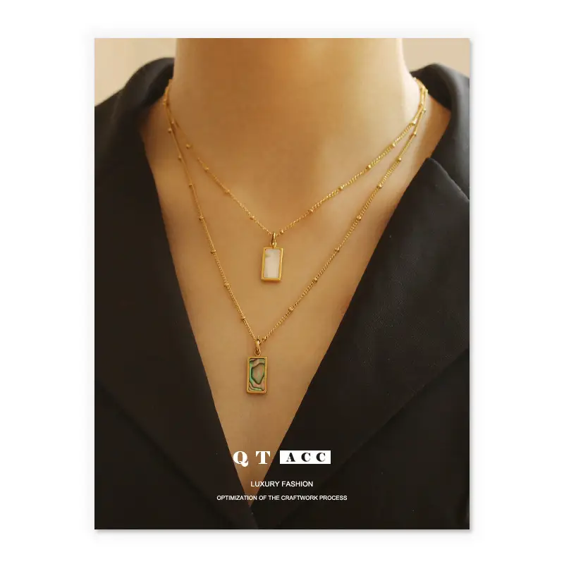 Real Gold Necklace with Mother Shell Pendant