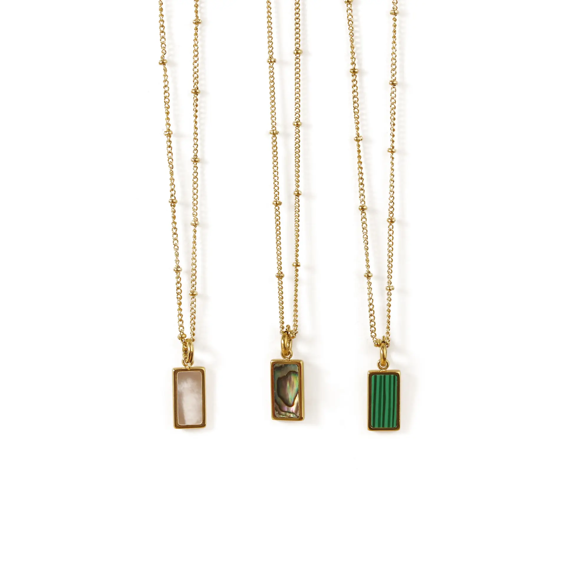 Real Gold Necklace with Mother Shell Pendant
