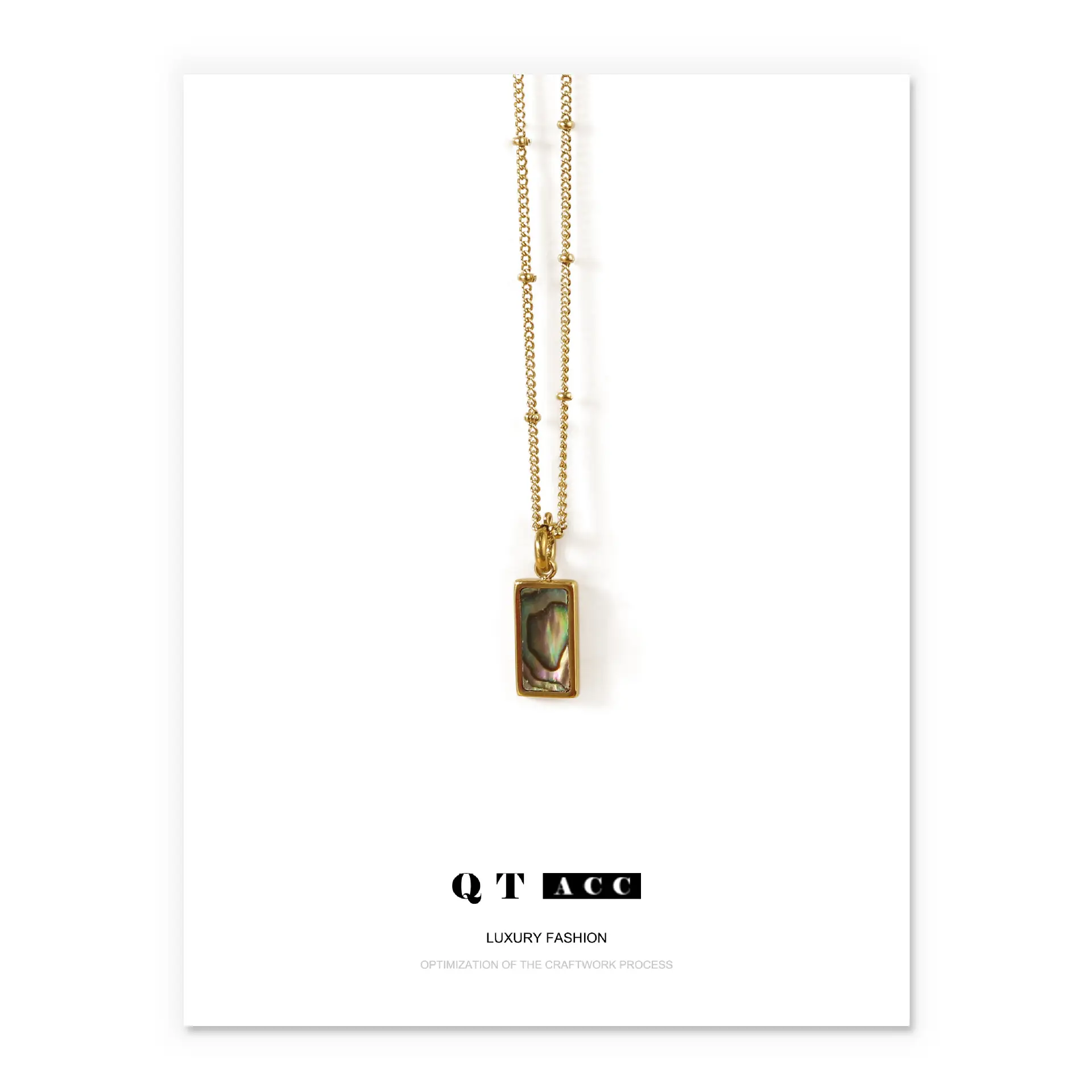 Real Gold Necklace with Mother Shell Pendant