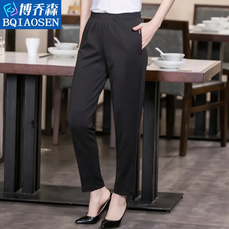 Black Full Elastic Men's Pants for Work - Image 2