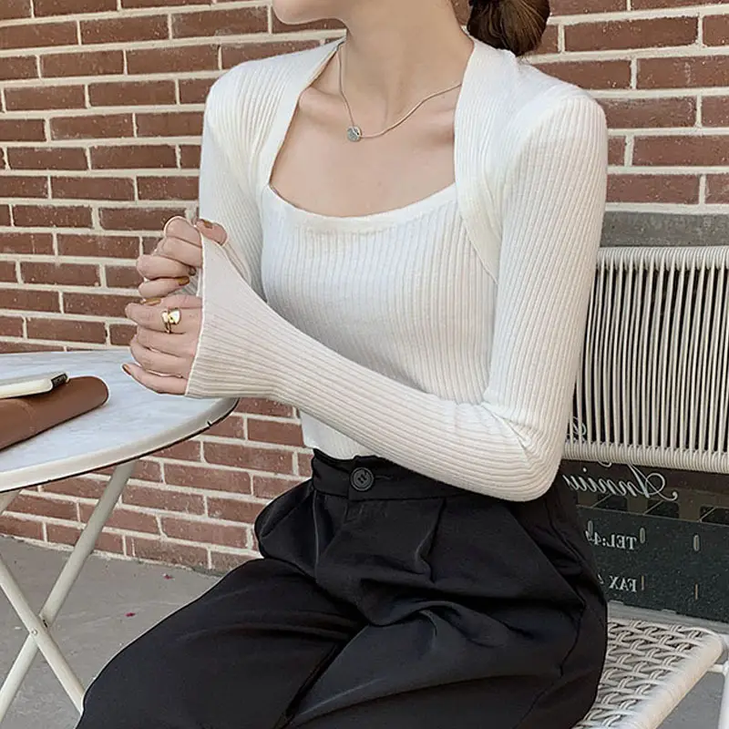 Women Knitted Jacket Red French Square Collar 2021 - Image 10