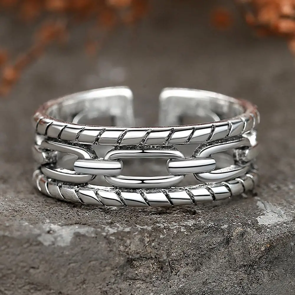 Antique Silver Twist Open Ring for Women Ethnic Jewelry - Image 2