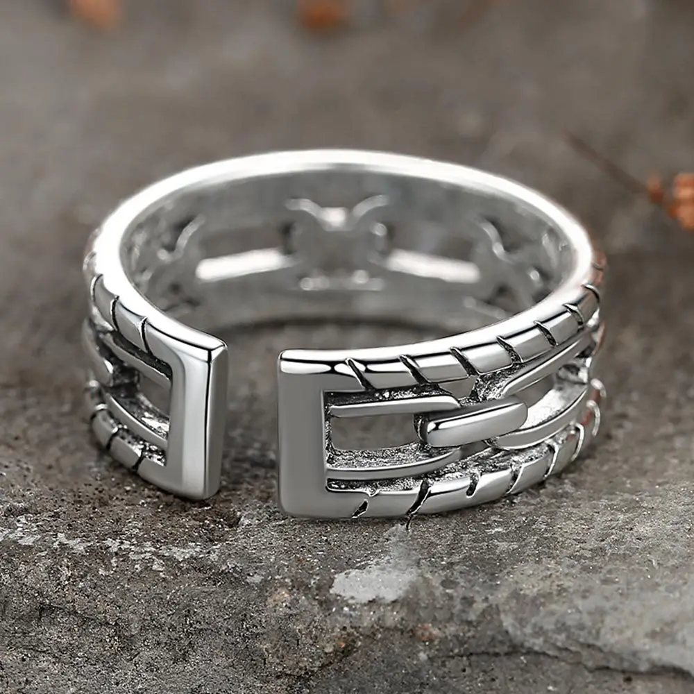 Antique Silver Twist Open Ring for Women Ethnic Jewelry - Image 3