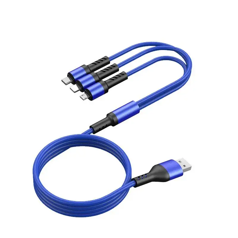 Orange 3-in-1 Fast Charging Braided Cable for Mobile Phones - Image 5