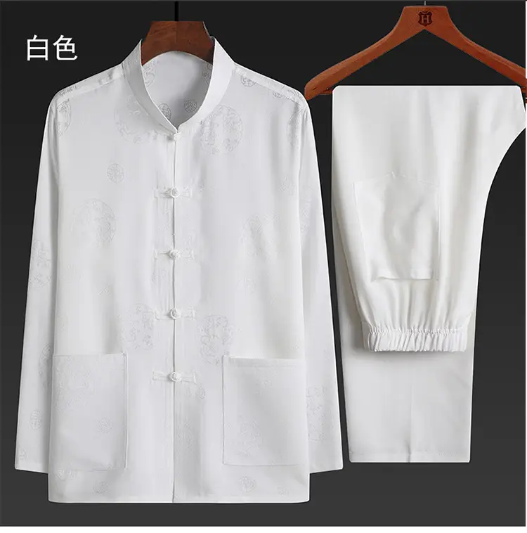 Men Linen Tang Suit Cream Grandpa Elderly — feature 10