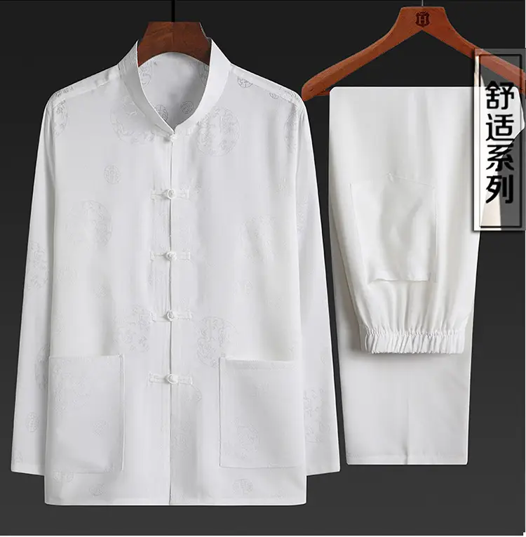 Men Linen Tang Suit Cream Grandpa Elderly — feature 2