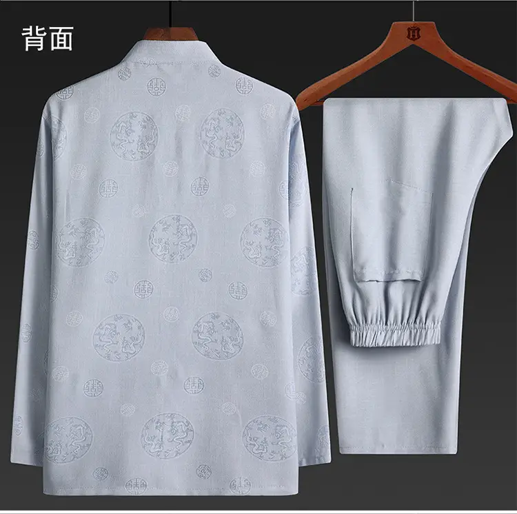 Men Linen Tang Suit Cream Grandpa Elderly — feature 8