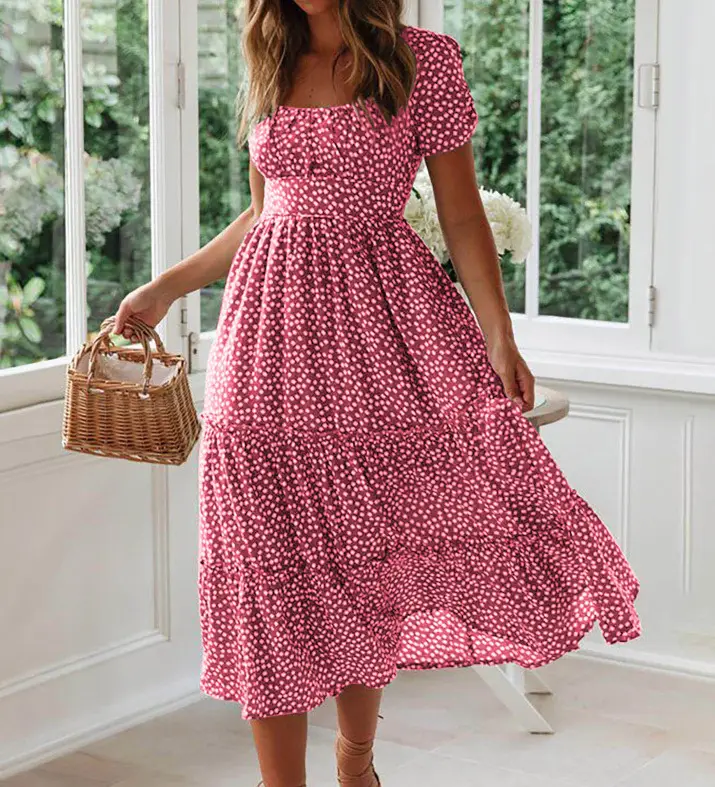 Green Floral Bubble Collar Dress for Women - Image 8