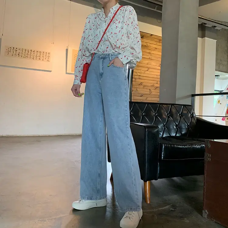 Women Wide Leg Jeans 2020 Summer High Waist Straight Drop - Image 3