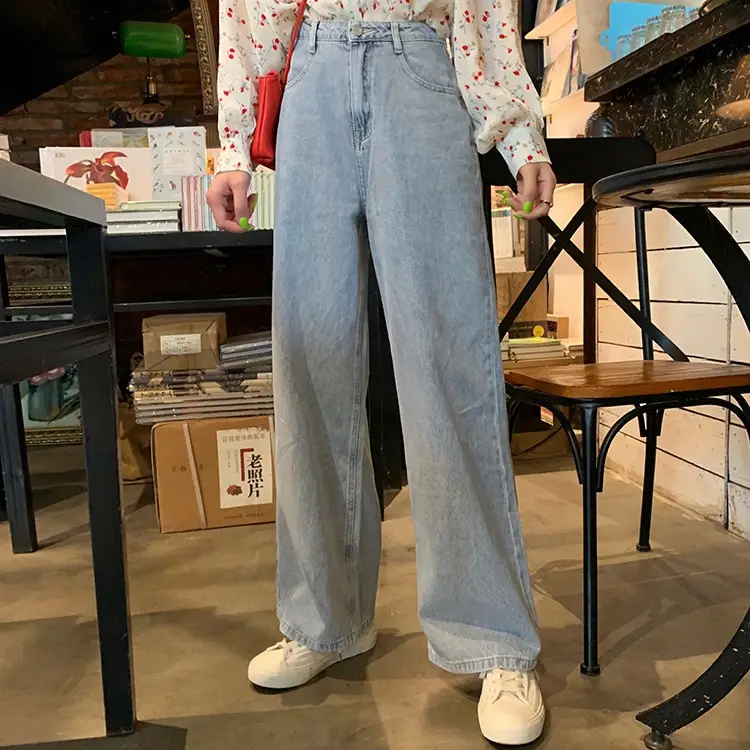 Women Wide Leg Jeans 2020 Summer High Waist Straight Drop - Image 4