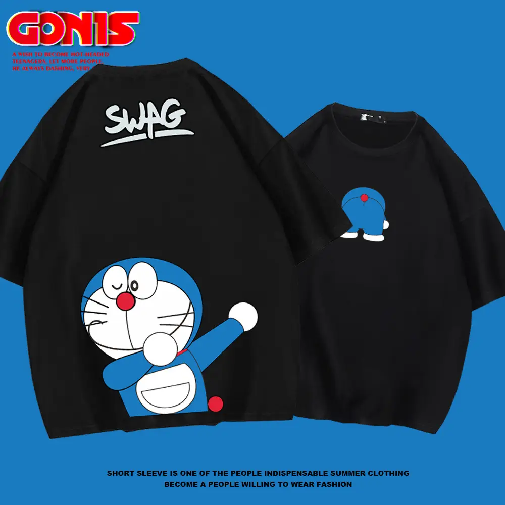 Doraemon Anime T-Shirt Red Short Sleeve Men Women - Image 7