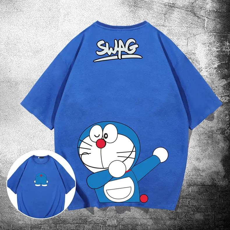 Doraemon Anime T-Shirt Red Short Sleeve Men Women - Image 11